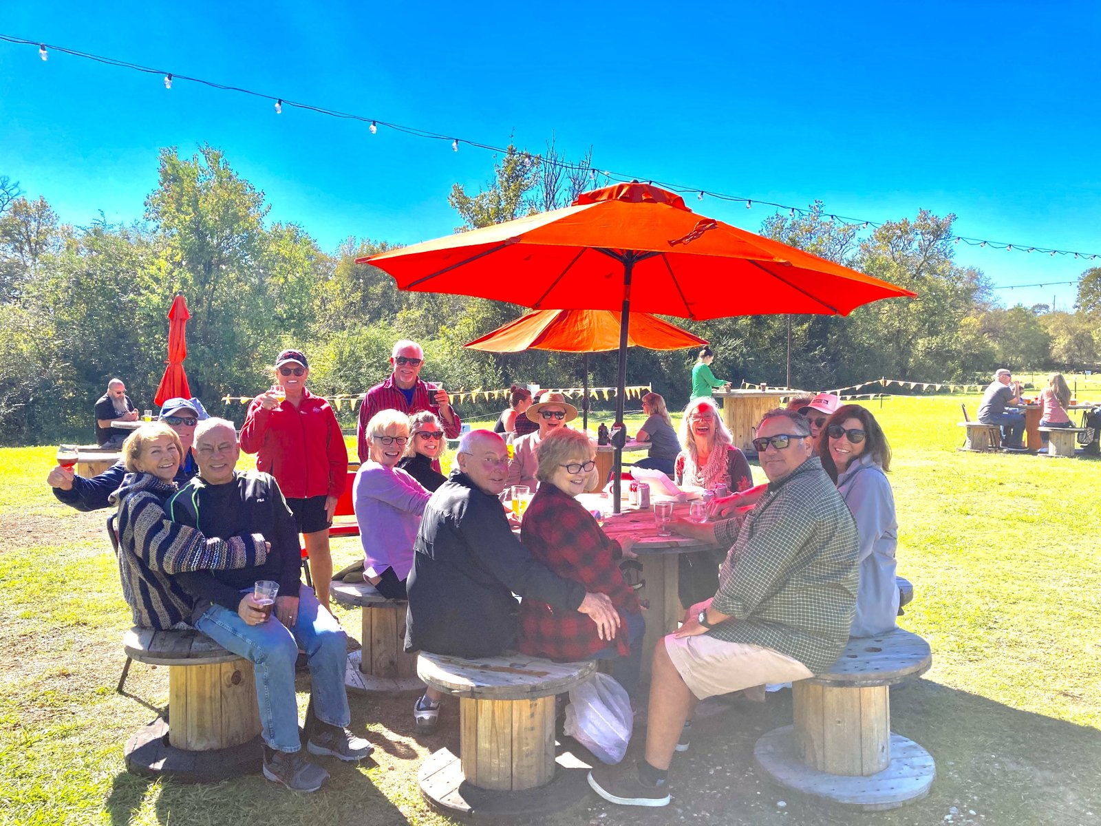 Brewery guests enjoying tables outside